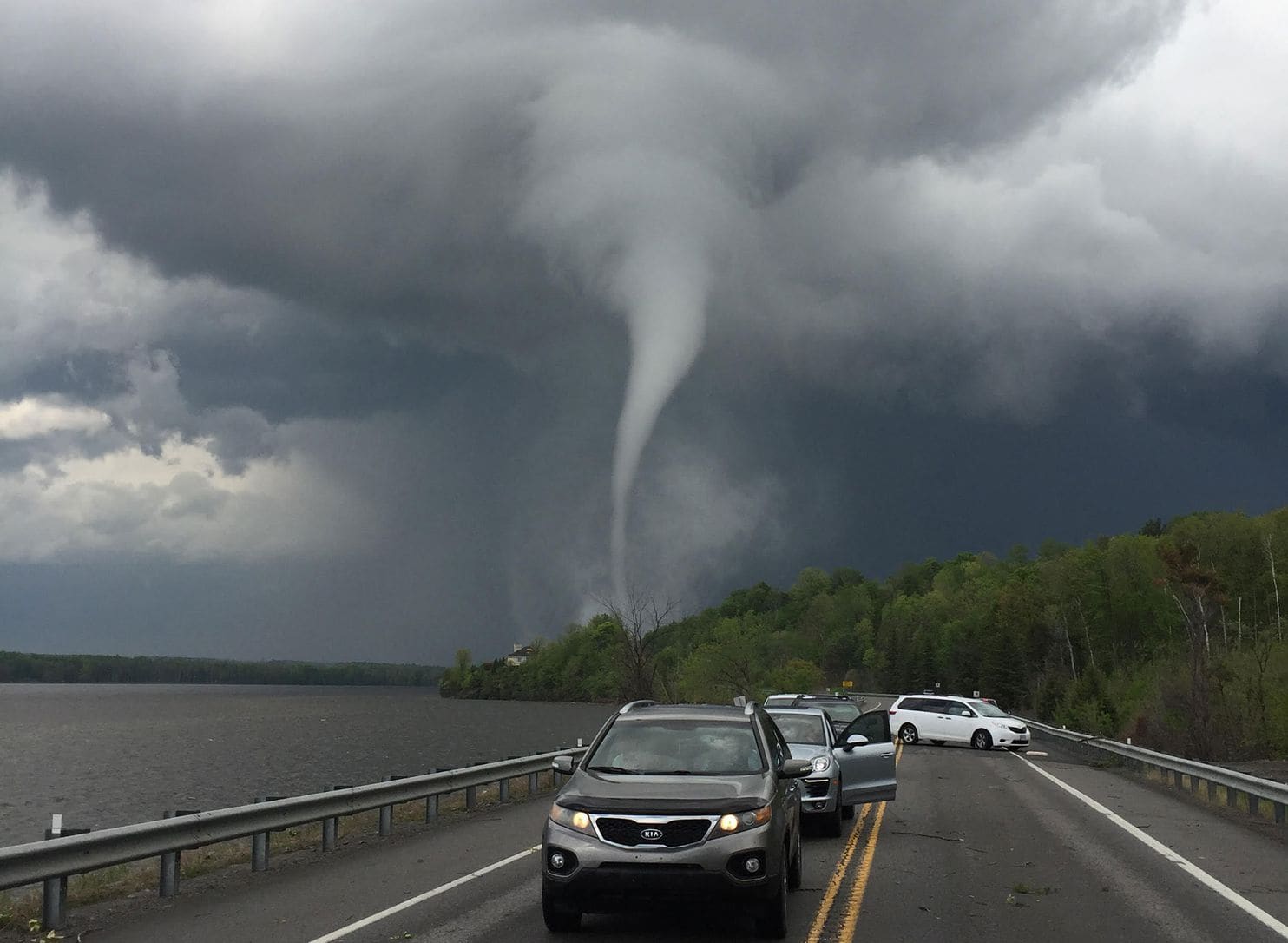 Stunning tornadoes struck Canada on Sunday, one unexpected, another far